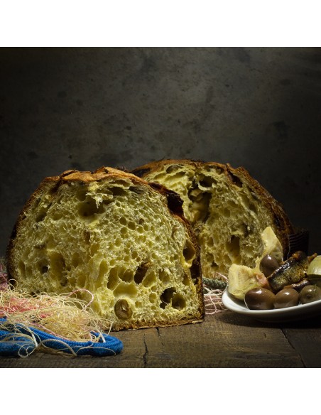 Panettone Salato – Smeraldo Delizia di Mare con Carciofi, Olive e Acciughe – Rau Arte Dolciaria