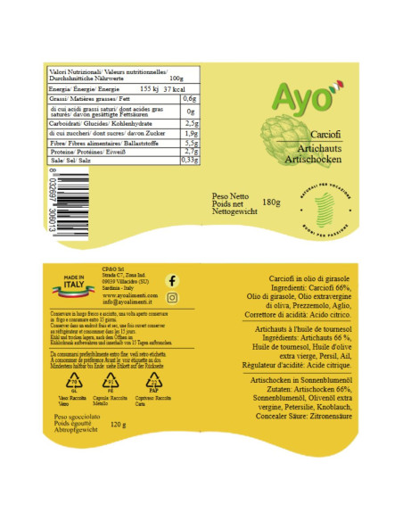 Carciofi Lavorati dal Fresco 180g Ayo