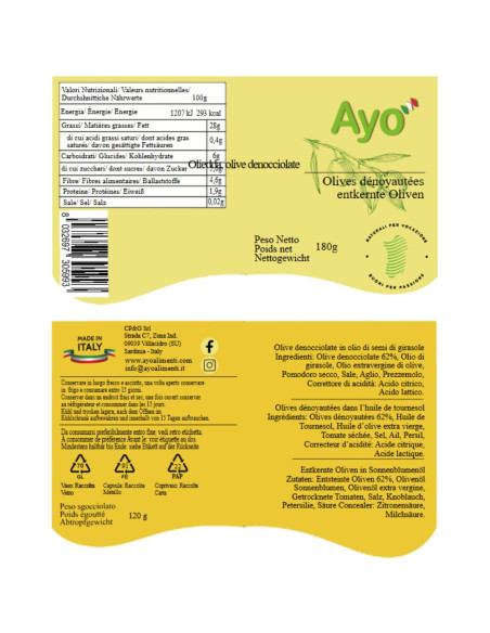 Oliedda - Olive Denocciolate 180g Ayo