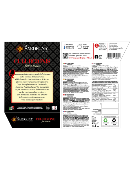 Culurgionis Fatti a Mano 400g La SARDEGNA