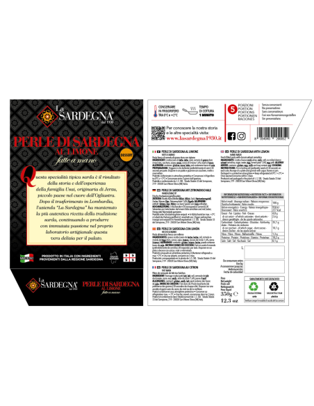Perle di Sardegna al Limone Fatte a Mano 350g La SARDEGNA