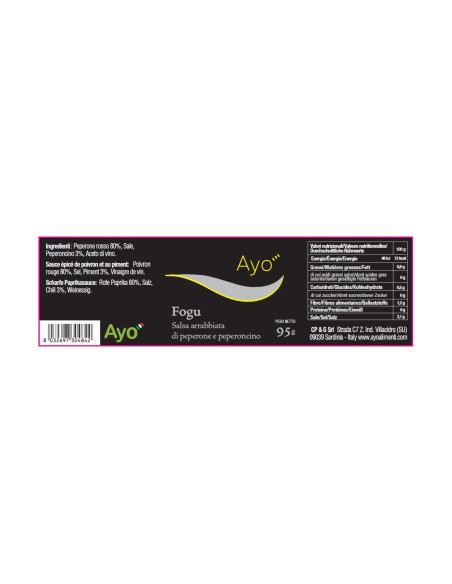 Fogu - Salsa Arrabbiata di Peperone e Peperoncino 95G Ayo