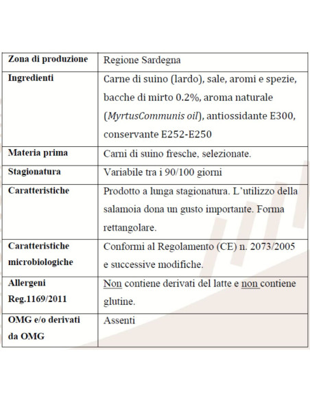 Lardo Teso al Mirto S.V. 1Kg ca Monte Arci